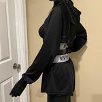 Sport 3pcs set boxer shorts top sport bra crop top hoodie mesh tape set yoga gym Black Photo 5