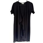 Babaton Black Chiffon Tie Front Short Sleeve Open Front Tunic Size XS Photo 2