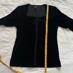 Paper tag vintage Black velvet long sleeve top with lace up detail Size medium Photo 5