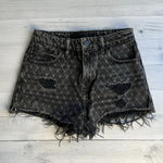 Alexander Wang  X Denim Faded Black Net Print Bite High Waist Cut Off Shorts 25 Photo 2