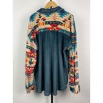 Rowdy Crowd Blue Western Aztec Soft Ribbed Velvet Long Sleeve‎ Button Up Shirt L Size L Photo 5