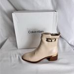 Calvin Klein Cream Ankle Booties with Chunky Heel Photo 1
