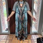 Womens halter top open back silky fabric asymmetrical hem dress green/black OS Black Size undefined Photo 5