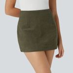 Halara  High Waisted Y2K Mini Corduroy Stretch Casual Skirt Bamboo Green Large Photo 0