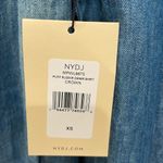 NYDJ puff sleeve Denim Shirt light blue wash front button down full sleeves NWT Photo 4