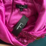 Lulu’s Hilaria Fuschia Pink Sequin Halter Asymmetrical Hem Mini Dress NWT M Size M Photo 2