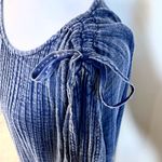 Free People  Washed Ashore Indigo Blue Textured Ruffle Hem Peasant Dress  Sz M🧡 Photo 3