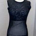 DKNY Black Sheer Women’s Beaded Tank Top Sz LG Stretch Rayon Sleeveless Photo 0