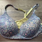 Victoria's Secret Body Lightly Lined Plunge Bra Paisley Print Blue Purple 36D Photo 0