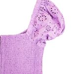 Likely  NEW Tayaisha Smocked Cotton Eyelet Violet Mini Dress Sz 8 Photo 8