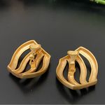 Unique Vintage 80’s Unsigned Gold-tone Sheet Runway Large Clip On Earrings 31g Photo 9