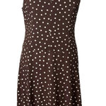 Jones Wear Dress A-line Midi Jersey Knit Brown White Polka Dot Women’s Size 16 Photo 0