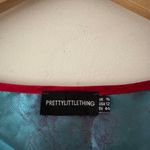 Pretty Little Thing NWOT Red and Blue Satin Oriental Zip Front Corset Crop Top Photo 7