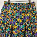 Adolfo Vintage Saks Fifth Avenue Pleated Silk Skirt Grey Gold Teal Dots Small Photo 1