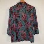 Elementz  Magenta Teal Floral Paisley Print Dressy Top Size PXL Photo 5