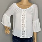 Liberty Love White 3/4 Flare Sleeve With Lace Detail Size Medium Photo 0