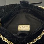 Vintage Magid Black Velvet Crepe Shoulder Evening Bag with Gold Chain Photo 4