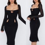 House Of CB  Dress OPHELIA BLACK CUTOUT‎ MIDI DRESS size Medium NWOT Photo 14