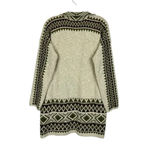 Lucky Brand  Western Nordic Open Cardigan Sz M Boho Pockets Cream Green Jacquard Photo 3