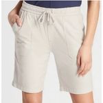 Athleta Shorts Women 4 Cream Grey Farallon Bermuda Drawstring Pockets Casual Photo 0