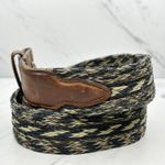 Georgia Boot Distressed Woven Genuine Leather No Buckle Belt Strap Size 36 Photo 2