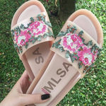 Melissa  Pink Women's Beach Pixel Floral‎ Pool Slide Sandals Size US 7 Photo 0