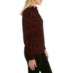 Michael Kors New! Women's Lace Print Ruffled Tie-Neck Top Blouse XS Red Black Photo 3