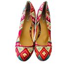 Olsenboye Red and Pink Wedge Sandals with Geometric Design Photo 2