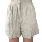 Princess Polly  Cream White Linen High Waist Pleated Casual Zipper Shorts Size 2 Photo 0