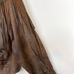 Vintage 80s Western Leather Jacket Fringe Laced Brown Boho Rodeo Cowboy Biker L Size L Photo 7
