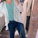 cupio white knit cardigan size medium linen blend Photo 2