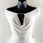 Lucy in the Sky Slinky Cowl Neck Ruched Bodycon Mini Dress White XXS Photo 3