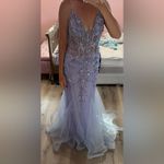 Jovani  05839 Perri Plunging Neck Mermaid Prom Dress Gown size 6 Periwinkle $700 Photo 15