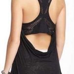 Free People Linen Blend Black Tank Cut-Out Back Copper Beading Detail Photo 1