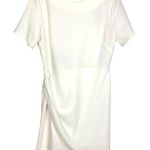 Short Sleeve Side Draped Knee Length Cocktail Dress White L Graduation Wedding Size L Photo 0