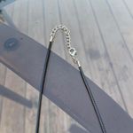 Handmade Gothic Silver Cross Necklace with black Faux Leather cord Photo 5