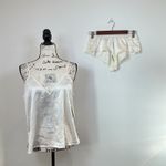 Sam Edelman  Ivory Satin Lace Trim Cami Shorts Pajama Set L Photo 1
