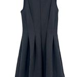 Ann Taylor Black Pleated Laser Cut Scuba Dress Sleeveless Eyelet Stretch Size 2 Photo 1