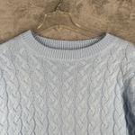 Peace Love World Sweater Cable Knit Pullover Crew Neck Warm Winter Blue XS Photo 3