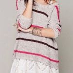 Free People Complete in Stripes Slouchy Oversized Sweater Grey Pink Brown XS Photo 0