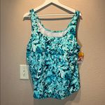 New L.L. Bean Women’s Tankini Top 20W Plus Size Aqua Blue NWT Photo 1