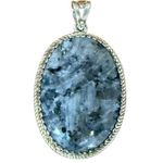 Tahara 925 Sterling Silver Pendant with Stormy Night Feldspar Gemstone RARE Gray Photo 9