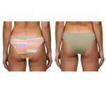 prAna  Bikini Set Willow Falls Top Gemma Bottom Striped Reversible Orange Pink XL Photo 5