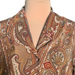 Vintage Cricket Lane Shirt Brown Paisley Copper Button Front Exaggerated Collar Tan Size 16 Photo 2