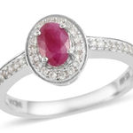 Boutique Ruby&White Zircon Ring in Platinum Over Silver 925 Photo 0