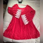 Doe & Rae  Red Mini Dress with White Lace Accents Photo 1