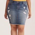 Torrid NWT Denim Mini Skirt | Distressed Medium Wash | 24 Photo 1