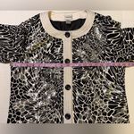 Chico's  Sequin Black White Flowers Sequin Button Front Jacket-Size 2 Photo 6