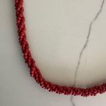 Anthropologie Vintage  Beaded Twist Style Necklace in Red 26.5" Long Photo 2