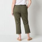 st. john's bay ✨ Utility Womens Mid Rise Regular Fit Ankle Green Sz 8 Pants✨ Photo 2